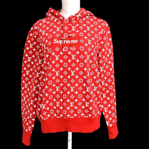 supreme louis vuitton red white collab hoodie|Louis Vuitton supreme red bomber.